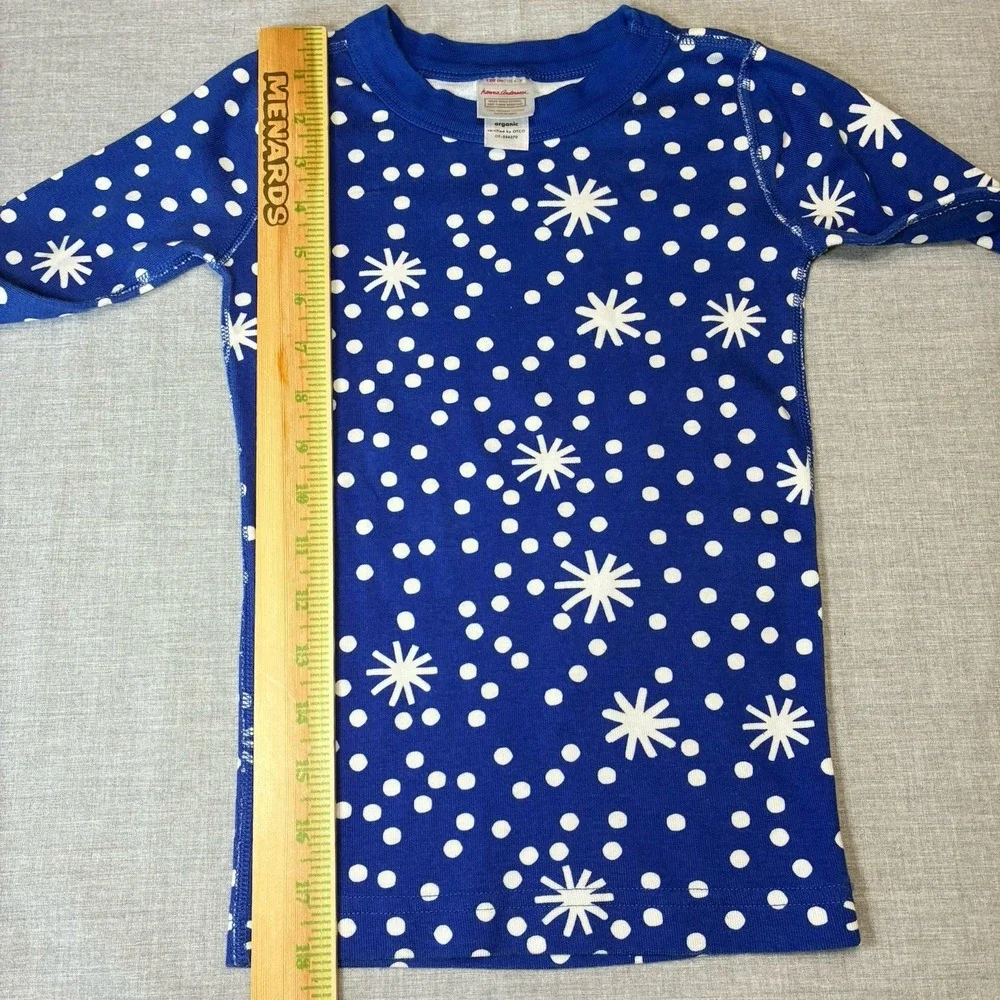 Hanna Andersson Organic Cotton Blue Snowflake  Fitted Pajamas 120 6-7 Holiday